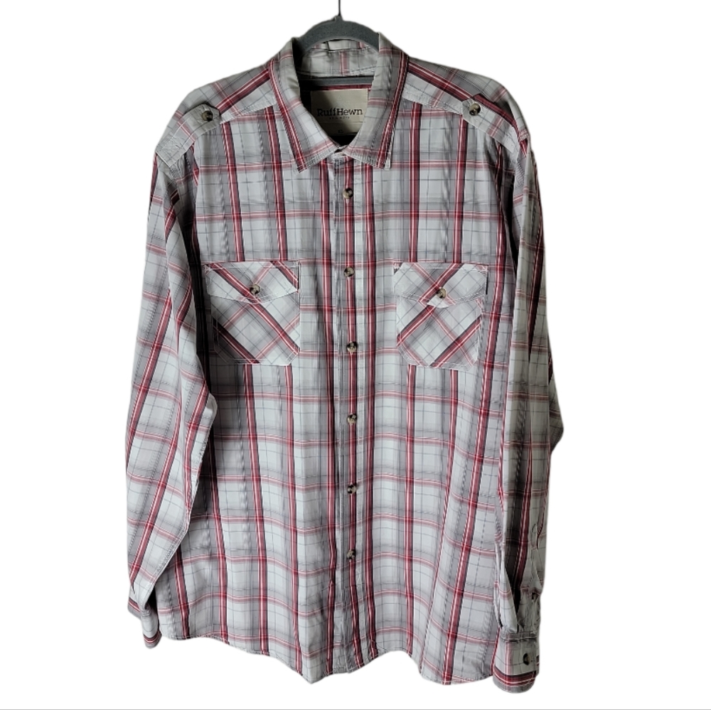 Ruff Hewn men’s XL plaid button down shirt western cotton long sleeve cadual